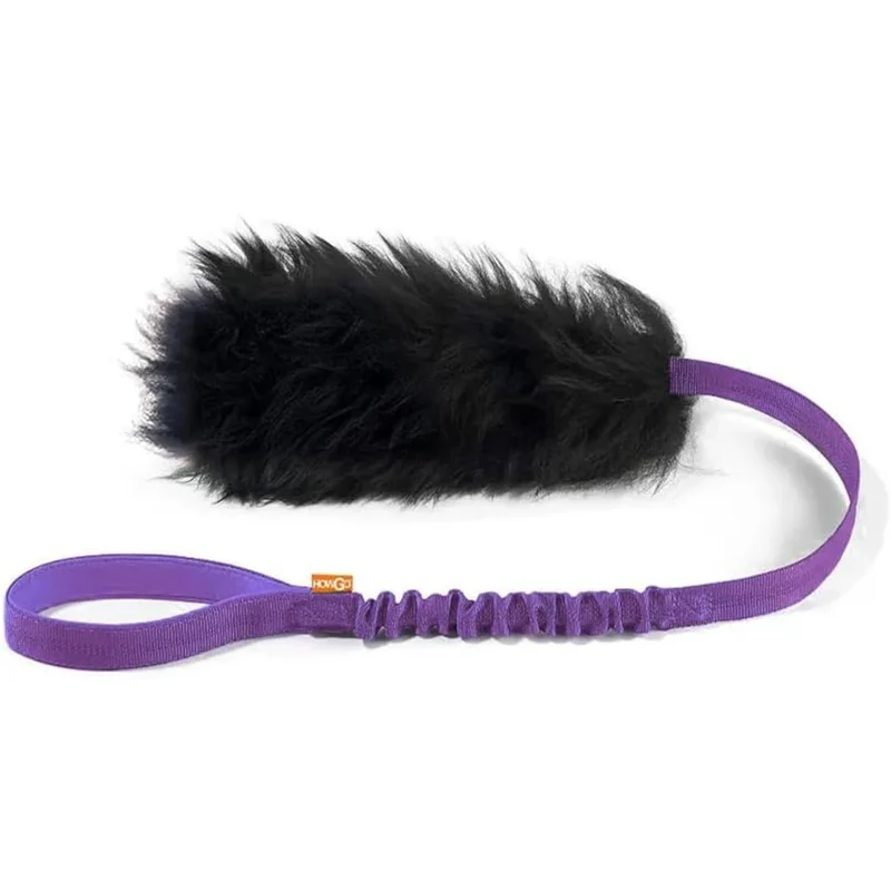 Dog Rope Toy Interactive Dog Bungee Chaser Toy with Rubber Ball Pet Tug Toy Sheepskin for Medium Large Dogs Exercise Outdoor