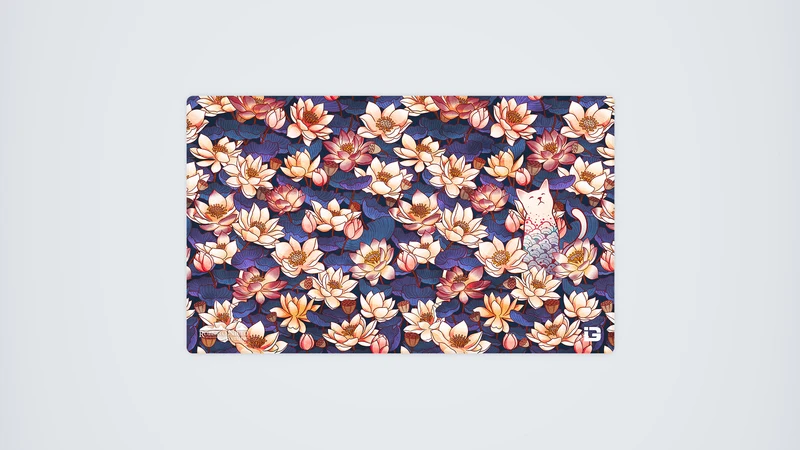 Weiße Katze und Lotus