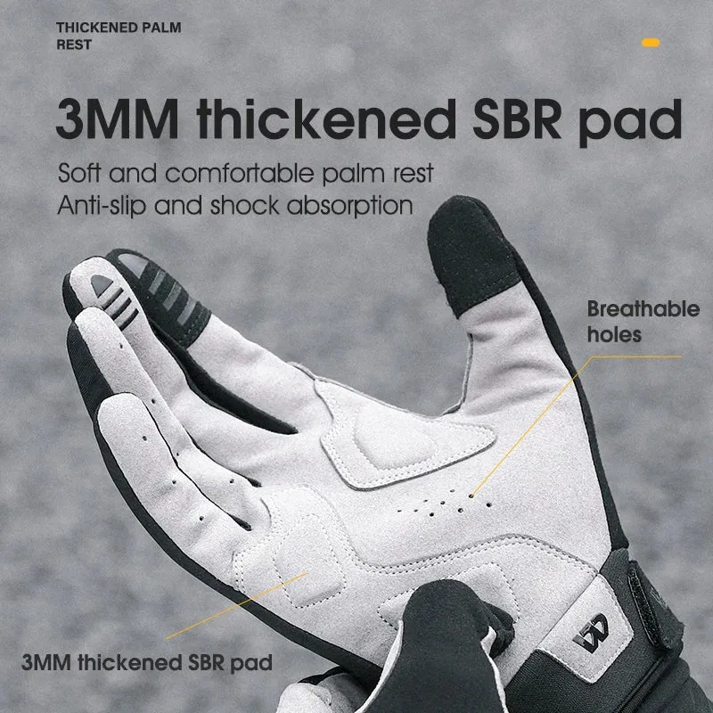 WEST BIKING Winter Warm Cycling Gloves Reflective MTB Road Bicycle Men's Windproof Thermal Anti-slip Touch Screen Sports Gloves
