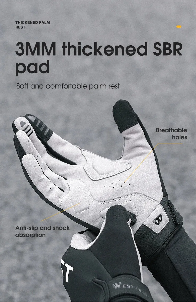 WEST BIKING Winter Warm Cycling Gloves Reflective MTB Road Bicycle Men's Windproof Thermal Anti-slip Touch Screen Sports Gloves
