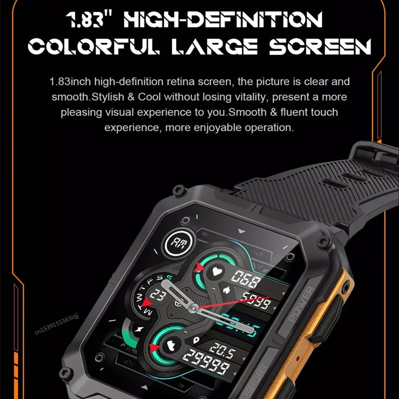 Smart Watch C20 PRO 1.83 Inch Men Music BT Call Outdoor Sports Fitness Tracker Heart Rate Blood Pressure Smartwatch