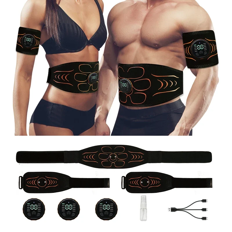 Abdominal Toning Belt EMS Muscle Stimulator Abs Trainer Muscle Toner USB Charge Body Shaping Lose Weight Fat Burn Fitness Unisex