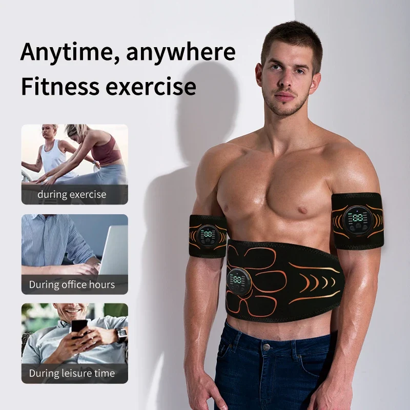 Abdominal Toning Belt EMS Muscle Stimulator Abs Trainer Muscle Toner USB Charge Body Shaping Lose Weight Fat Burn Fitness Unisex