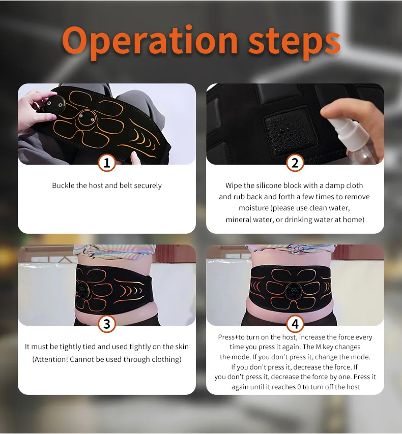 Abdominal Toning Belt EMS Muscle Stimulator Abs Trainer Muscle Toner USB Charge Body Shaping Lose Weight Fat Burn Fitness Unisex