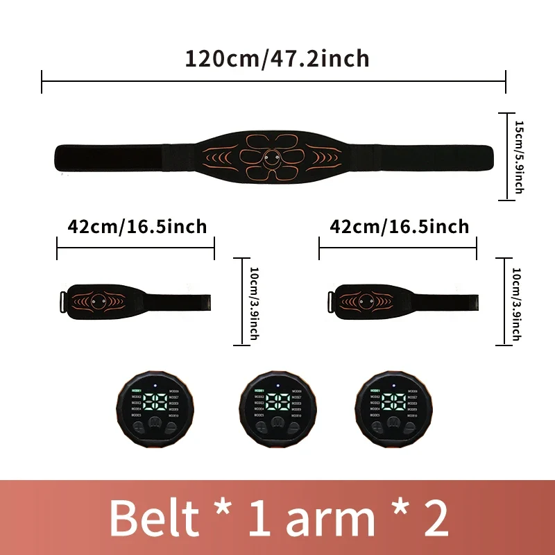 Abdominal Toning Belt EMS Muscle Stimulator Abs Trainer Muscle Toner USB Charge Body Shaping Lose Weight Fat Burn Fitness Unisex