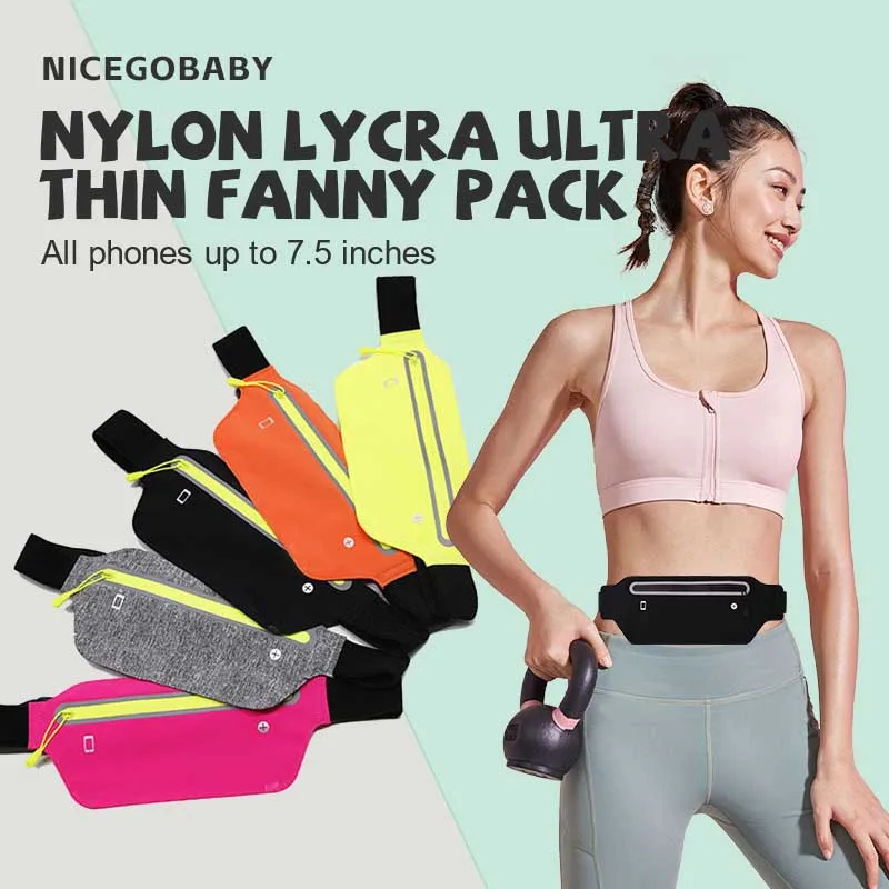 Sports waist pack Multi-functional outdoor running mobile phone men's and women's fitness waterproof invisible pocket ultra-thin