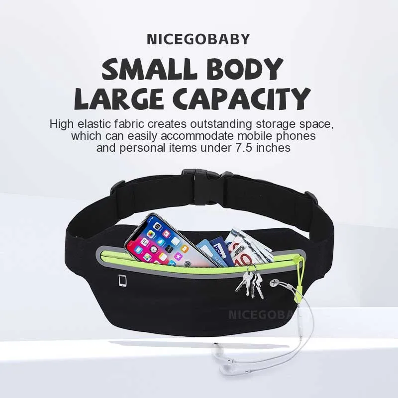 Sports waist pack Multi-functional outdoor running mobile phone men's and women's fitness waterproof invisible pocket ultra-thin