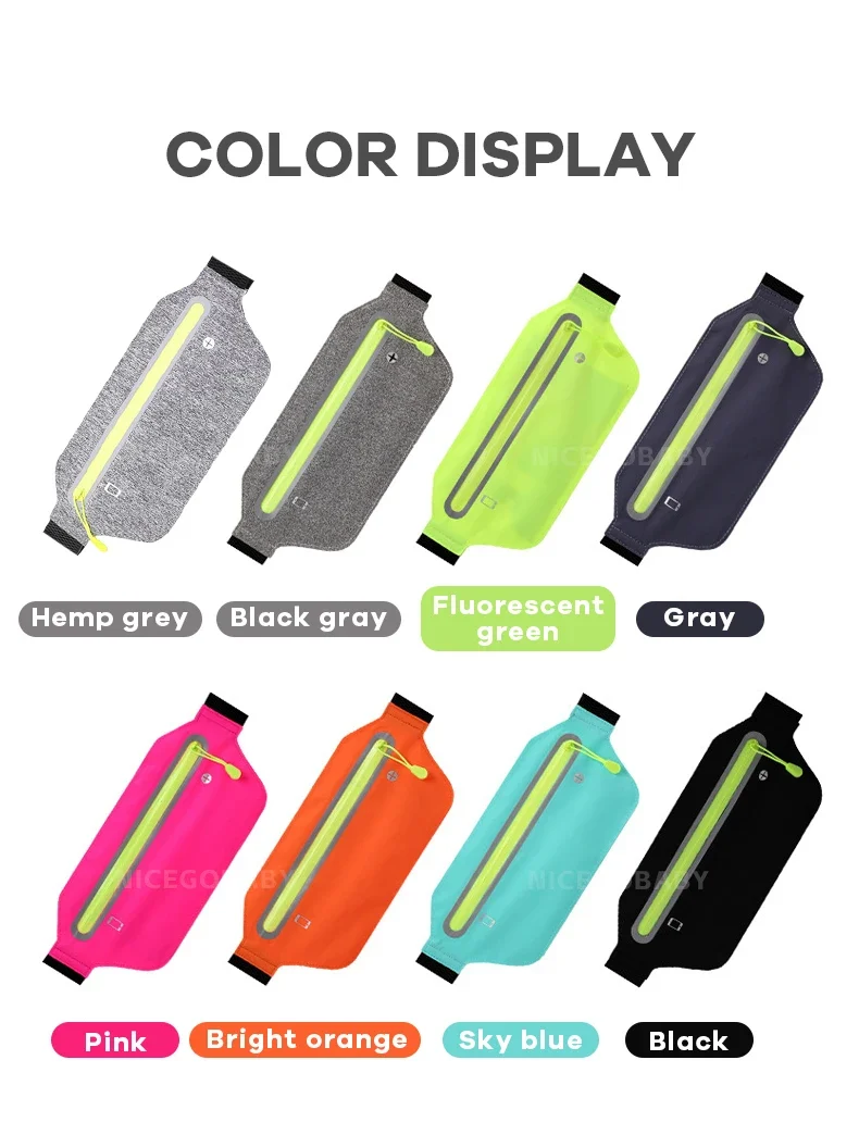 Sports waist pack Multi-functional outdoor running mobile phone men's and women's fitness waterproof invisible pocket ultra-thin