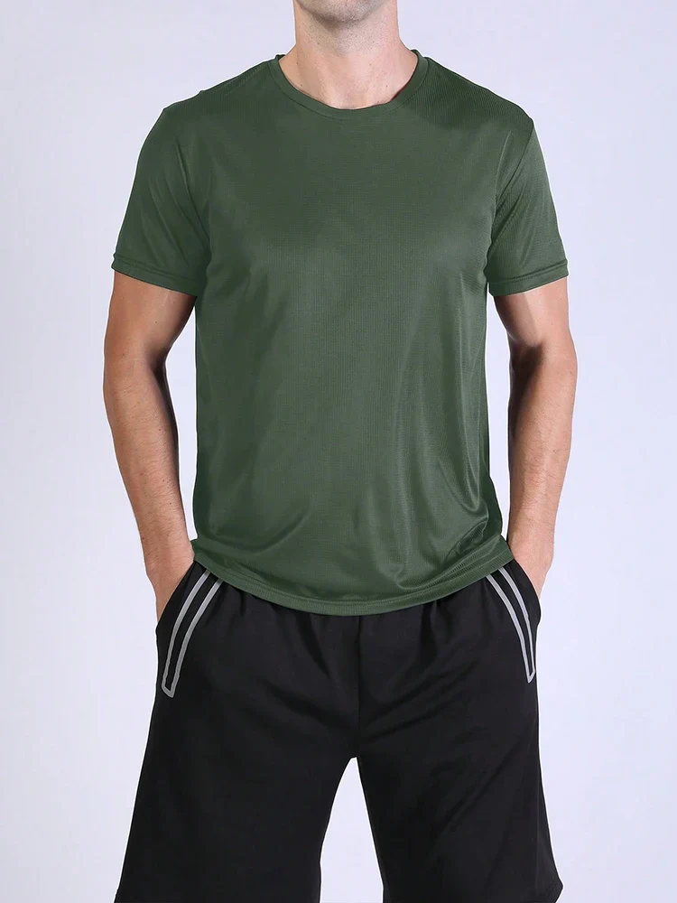 5PCS Men's Solid Color Ultralight Quick Dry Sport T-Shirt, Breathable Lightweight Top For Fitness Training Workout Running Gym