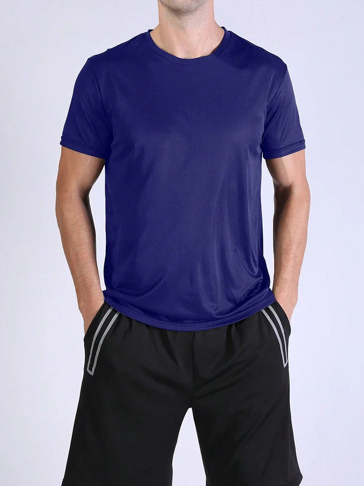 5PCS Men's Solid Color Ultralight Quick Dry Sport T-Shirt, Breathable Lightweight Top For Fitness Training Workout Running Gym