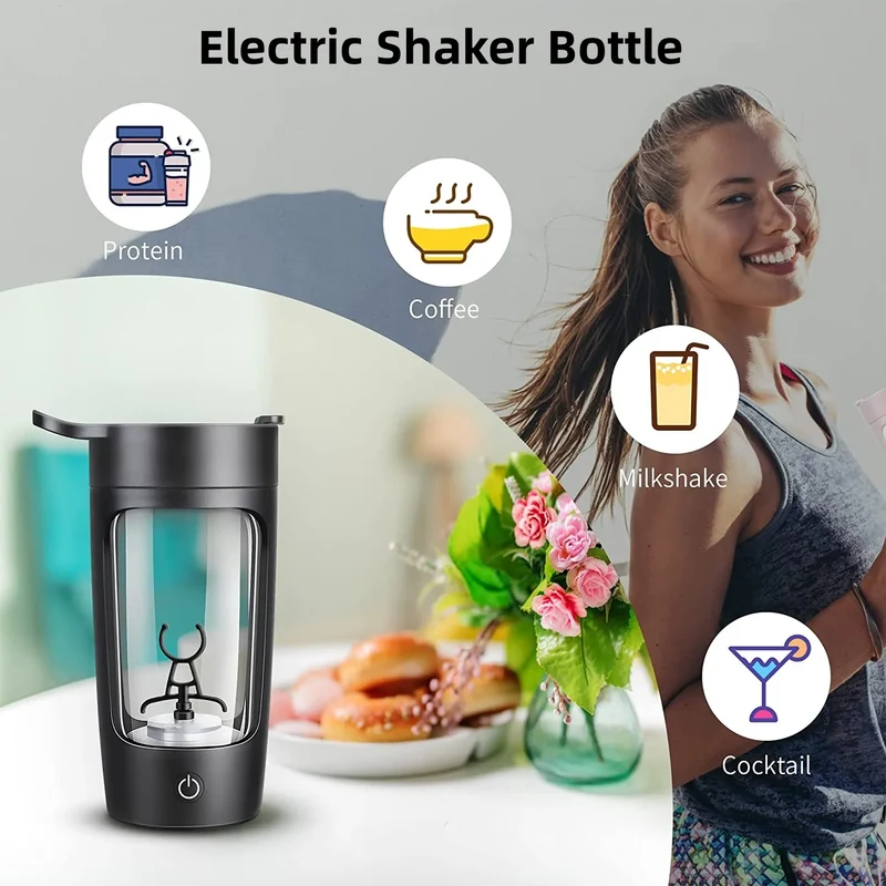 Portable Electric Shaker Bottle Protein Powder Fitness Shaker 650ML Automatic Mixing Tumbler Stirring Mug Sports Water Bottle