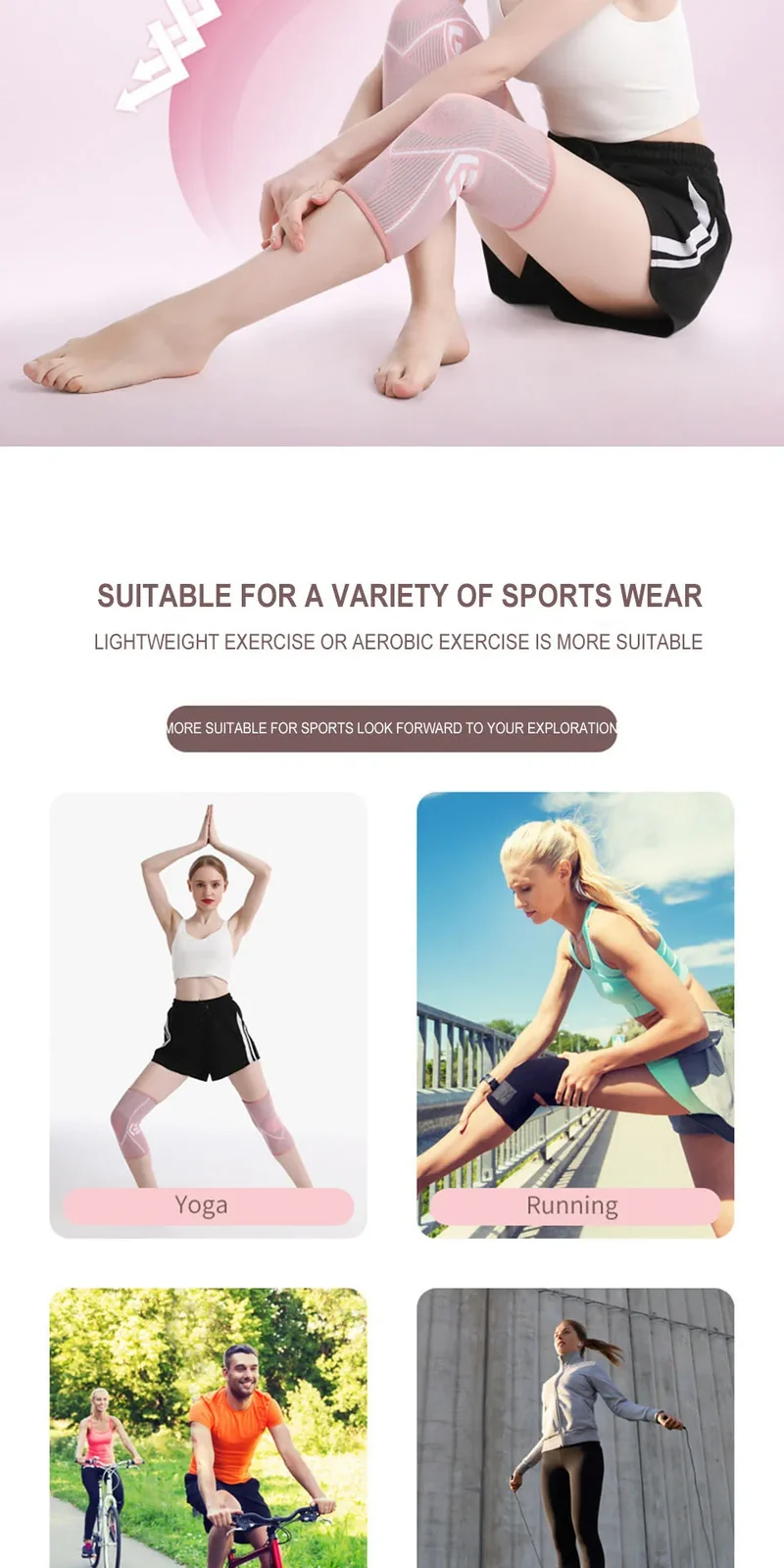 AOLIKES 1PCS Knee Brace Support for Arthritis Joint Nylon Sports Fitness Compression Sleeves Kneepads Cycling Running Protector