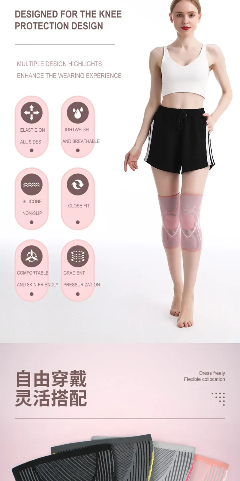 AOLIKES 1PCS Knee Brace Support for Arthritis Joint Nylon Sports Fitness Compression Sleeves Kneepads Cycling Running Protector