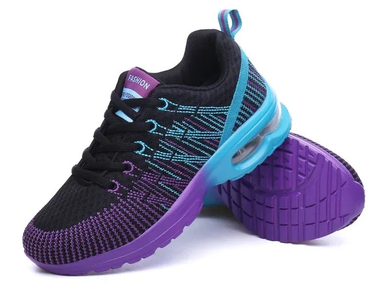 Women's Knitted Running Shoes Colorful Design Breathable Mesh Comfortable Bright Colors Shoes Outdoor Fitness Jogging Walking