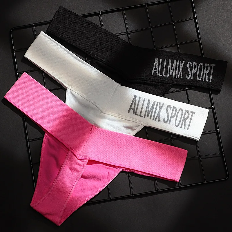 lingerie sexy underwear Unisex Seamless Sports Fitness Letters tanga hombre Deep V Wide Waist Low Waist Seamless Briefs Thong