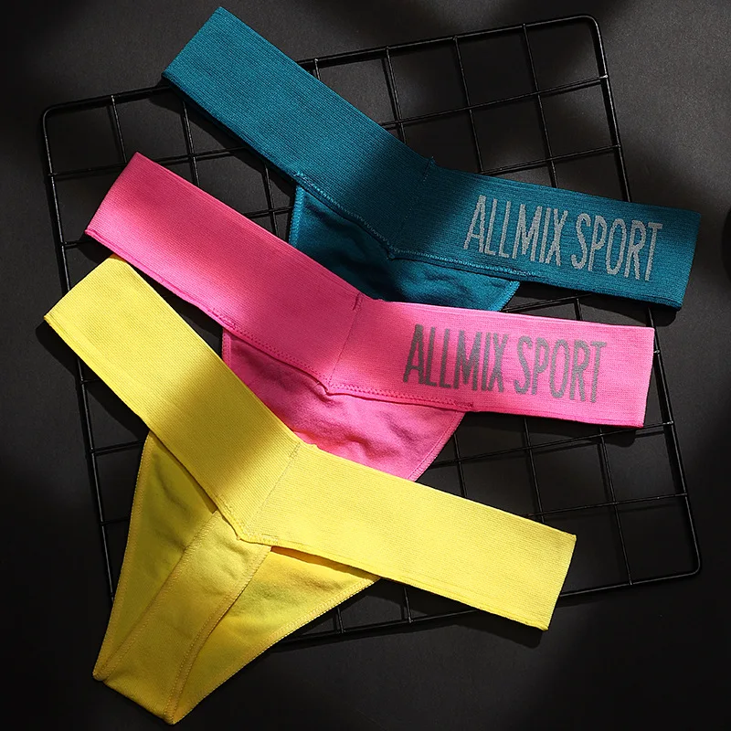 lingerie sexy underwear Unisex Seamless Sports Fitness Letters tanga hombre Deep V Wide Waist Low Waist Seamless Briefs Thong