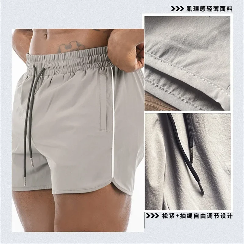 Men's Shorts 2024 Summer New Gym Jogging Exercise Shorts Men Sports Fitness Quick-drying Beach Multiple Pockets Running Shorts