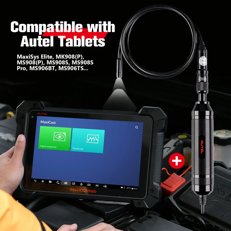 AUTEL MaxiVideo MV108S Digital Automotive Inspection Camera 8.5mm Ultra-Slim Borescope Snake Camera + LED Light