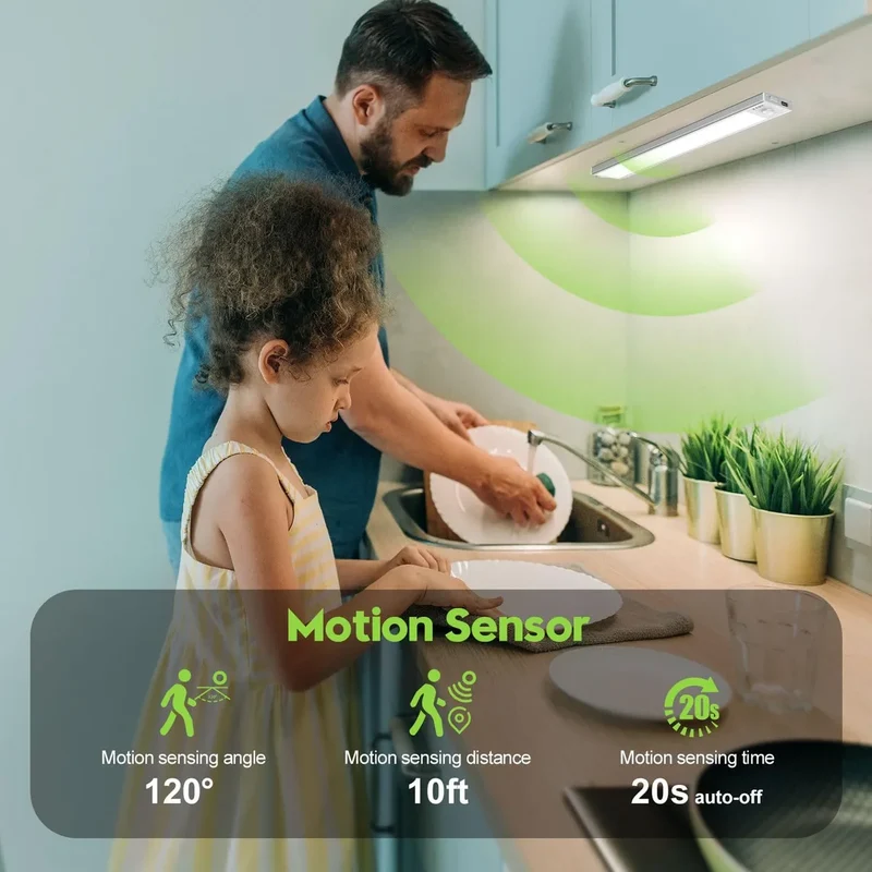 1 Rechargeable Magnetic LED Motion Sensor Light with Adjustable Brightness Temperature, Wireless Under Cabinet & Closet Lighting
