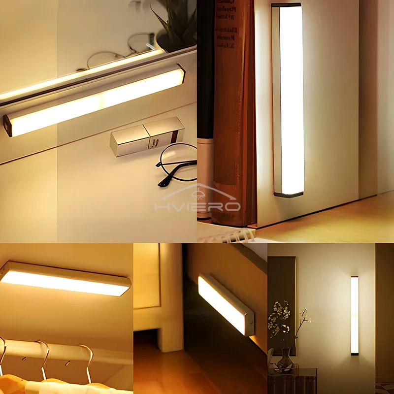 Motion Sensor Night Lights Wireless LED Lamp USB Rechargeable Magnetic For Wardrobe Room Closet Kitchen Aisle Tube Detector Bulb