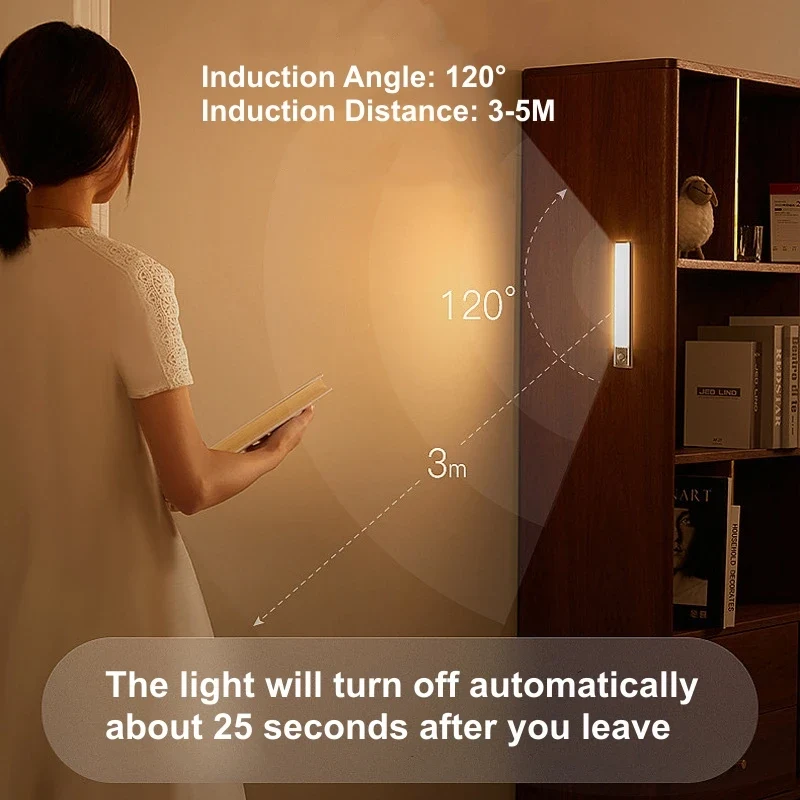 AITHEA USB Rechargeable PIR Motion Sensor LED Bar Lights Dimmable Detector Night Light Portable Induction Cabinet Lamp for Room