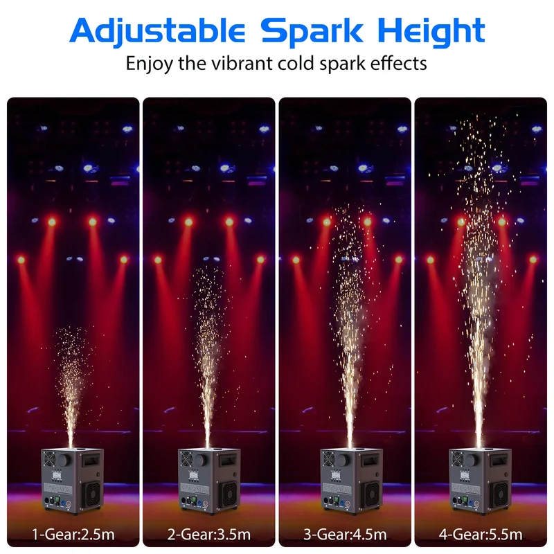 Fieryzeal 800W Cold Spark Machine Stage Equipment Cold Flame Sprayer Electronic Spark Machine DMX Control for DJ Party Wedding