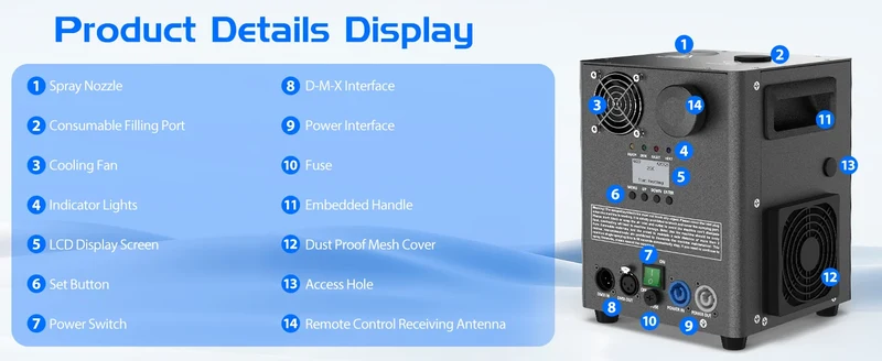 Fieryzeal 800W Cold Spark Machine Stage Equipment Cold Flame Sprayer Electronic Spark Machine DMX Control for DJ Party Wedding