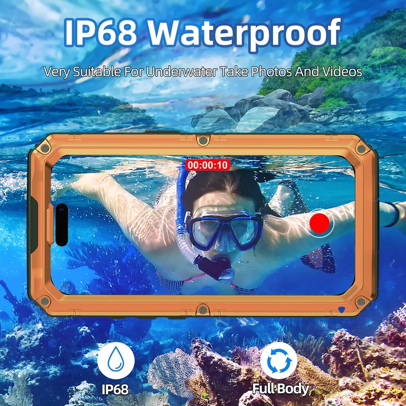 Case For iPhone Air 17 Pro Max 17Pro 17 IP68 Waterproof Metal Heavy Duty Shockproof Cover Glass Screen Protector