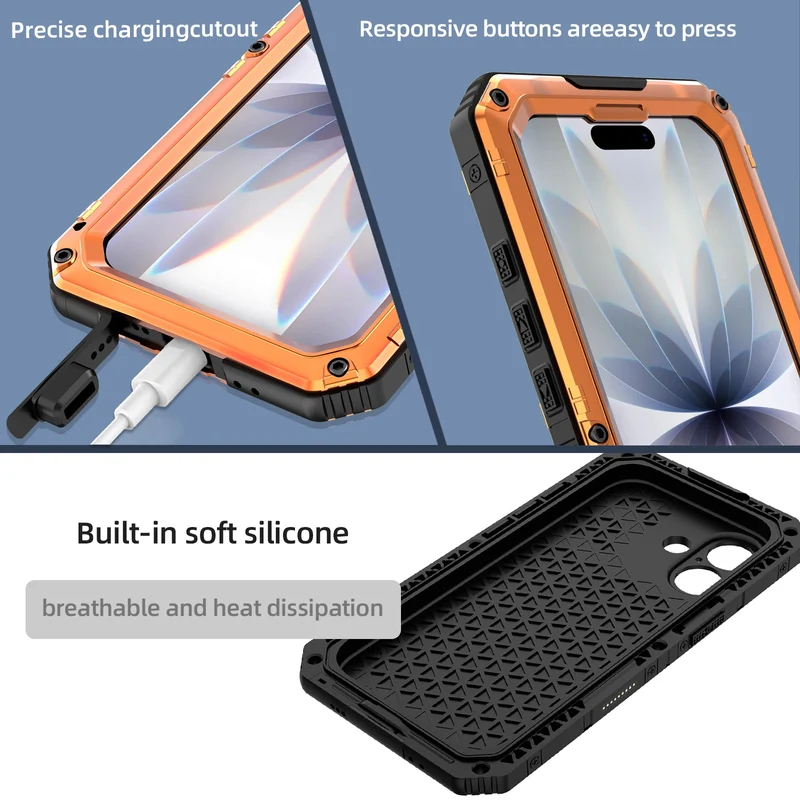 Case For iPhone Air 17 Pro Max 17Pro 17 IP68 Waterproof Metal Heavy Duty Shockproof Cover Glass Screen Protector