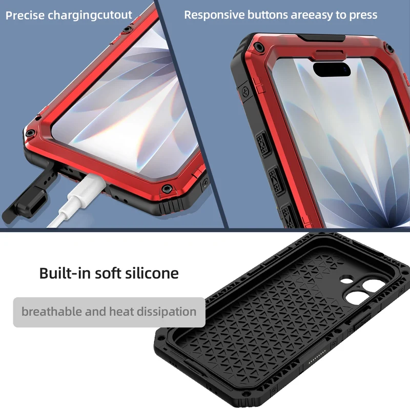 Case For iPhone Air 17 Pro Max 17Pro 17 IP68 Waterproof Metal Heavy Duty Shockproof Cover Glass Screen Protector