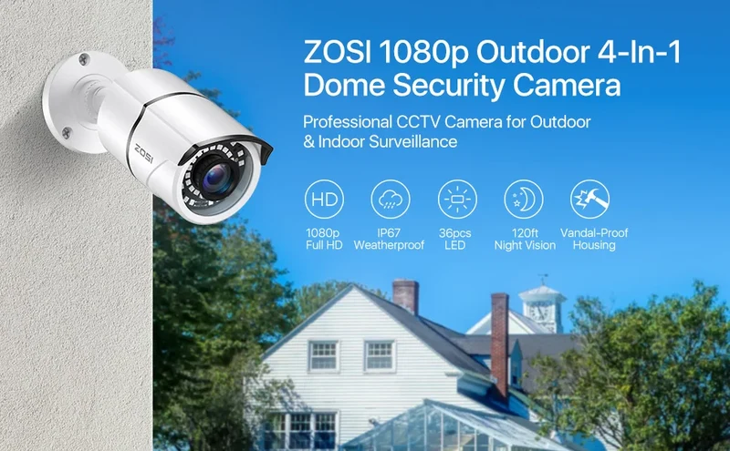 ZOSI 1080P 2MP TVI CCTV 120ft IR Nightvision Motion Sensor Waterproof Home Outdoor Surveillance Security Bullet CCTV camera