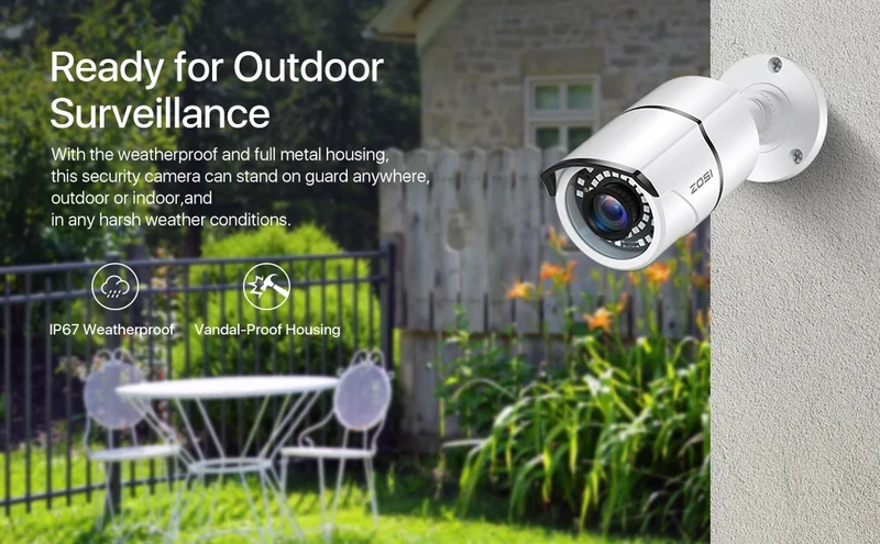 ZOSI 1080P 2MP TVI CCTV 120ft IR Nightvision Motion Sensor Waterproof Home Outdoor Surveillance Security Bullet CCTV camera
