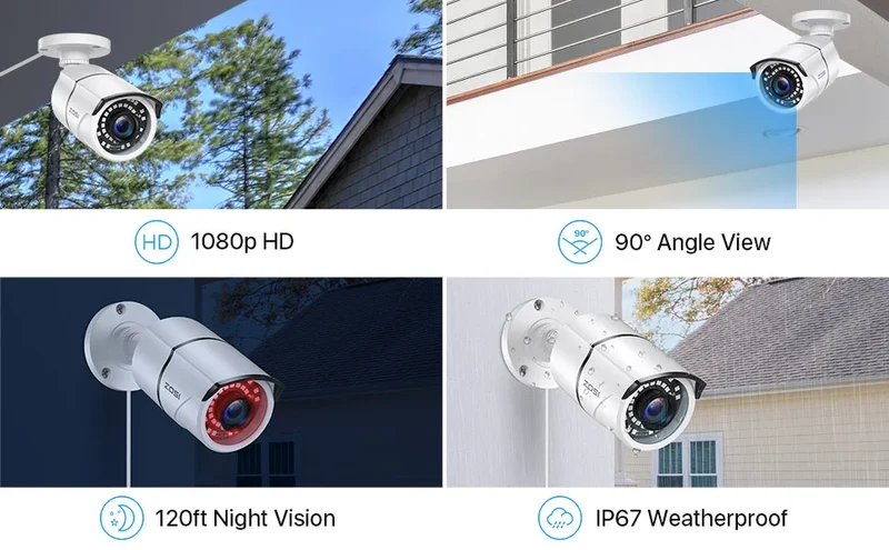 ZOSI 1080P 2MP TVI CCTV 120ft IR Nightvision Motion Sensor Waterproof Home Outdoor Surveillance Security Bullet CCTV camera