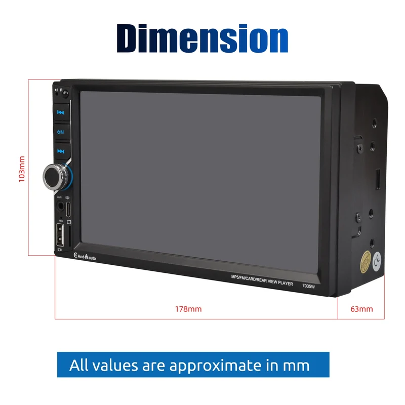 7 Inch HD Touch Screen Car Radio 2 Din High Quality Video Player Wince Wireless CarPlay Android Auto Bluetooth Rear Camera