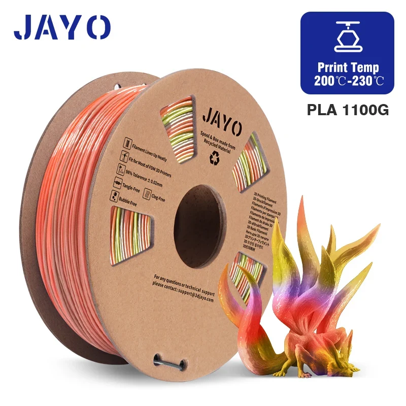 JAYO PETG/PLA+/SILKPLA/PLAMeta/PLAMatte/ABS/ PLA Filament 1.75mm 1.1/0.65KG 3D Printer Filament For FDM 100% No Bubble Mix Color