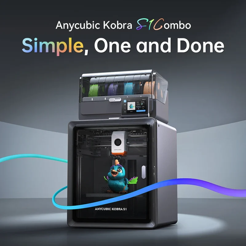 Anycubic Kobra S1 Combo Multi-Color 3D Printer High Precision Core XY Stable Structure Ultra-Quiet Max Speed 600mm/s 3D Printer