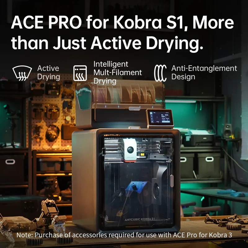 Anycubic Kobra S1 Combo Multi-Color 3D Printer High Precision Core XY Stable Structure Ultra-Quiet Max Speed 600mm/s 3D Printer
