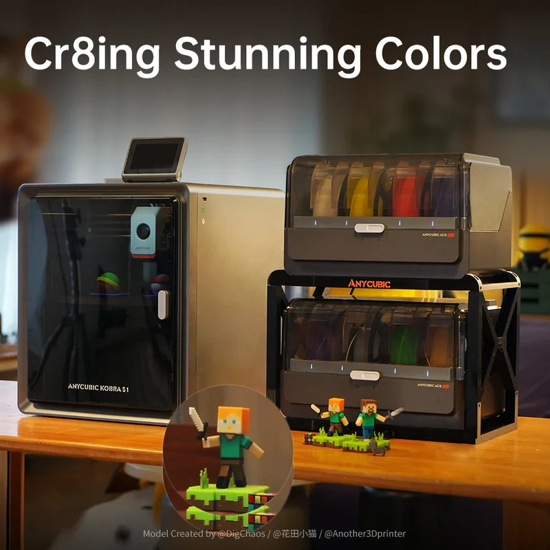 Anycubic Kobra S1 Combo Multi-Color 3D Printer High Precision Core XY Stable Structure Ultra-Quiet Max Speed 600mm/s 3D Printer