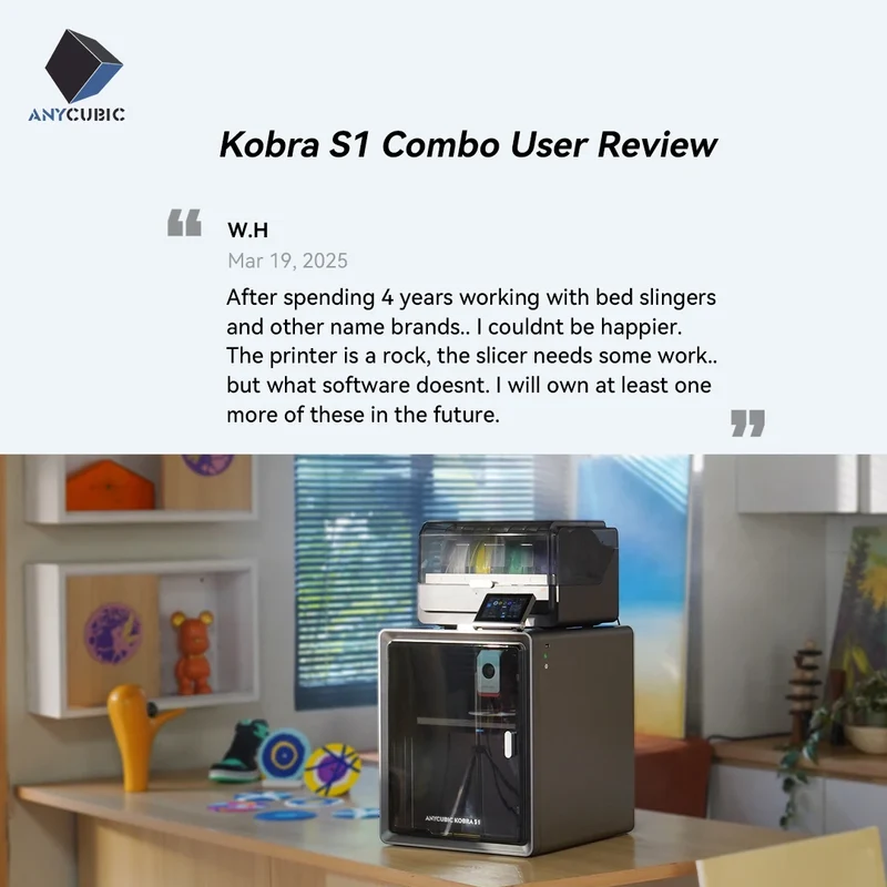 Anycubic Kobra S1 Combo Multi-Color 3D Printer High Precision Core XY Stable Structure Ultra-Quiet Max Speed 600mm/s 3D Printer