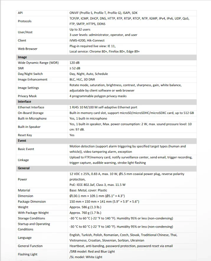 Original Hikvision DS-2CD1383G2P-LIUF/SL 8MP Dual Lens Stitched Wide Angle Smart Hybrid Light 180° Fixed Turret Network Camera