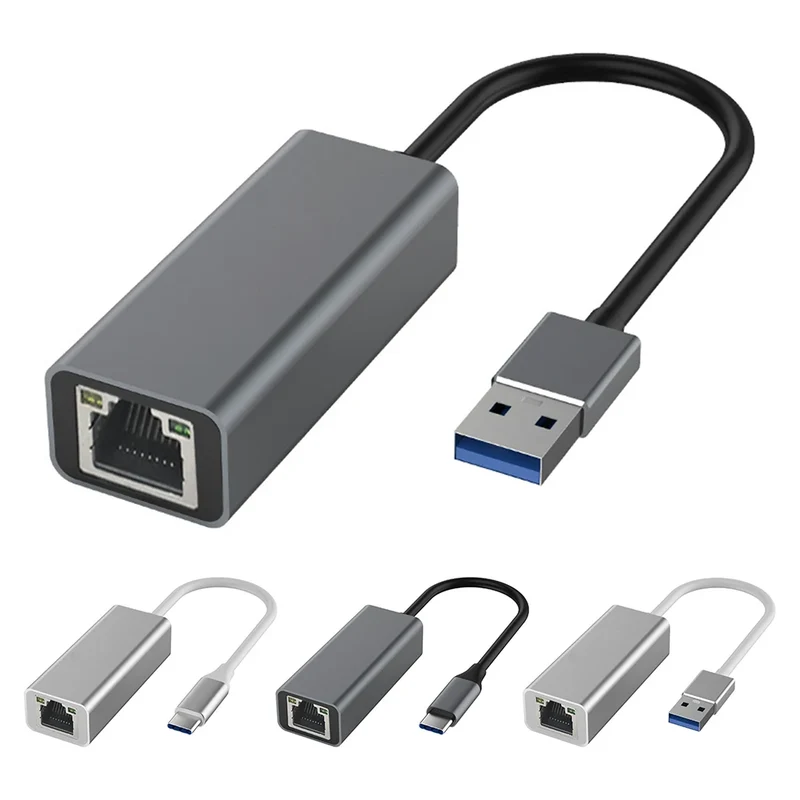 Type-C To RJ45 Gigabit Ethernet Type-C To Ethernet Adapter 10/100/1000Mbps USB Network Card Aluminum Alloy for Computer Desktop