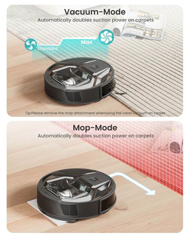 Lefant M320 cordless Robot Vacuum Cleaner and mop, 6000Pa ,210 Mins Runtime,Self-Charging,Ideal for Hard Floor, Pet Hair,Carpet
