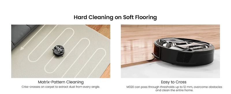 Lefant M320 cordless Robot Vacuum Cleaner and mop, 6000Pa ,210 Mins Runtime,Self-Charging,Ideal for Hard Floor, Pet Hair,Carpet