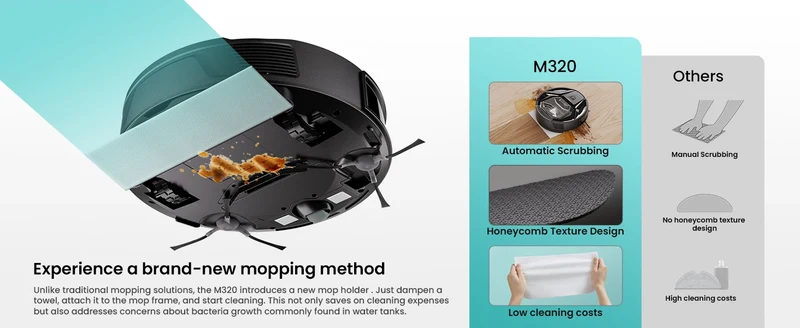 Lefant M320 cordless Robot Vacuum Cleaner and mop, 6000Pa ,210 Mins Runtime,Self-Charging,Ideal for Hard Floor, Pet Hair,Carpet