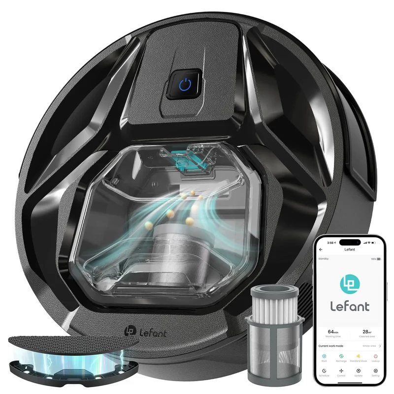 Lefant M320 cordless Robot Vacuum Cleaner and mop, 6000Pa ,210 Mins Runtime,Self-Charging,Ideal for Hard Floor, Pet Hair,Carpet