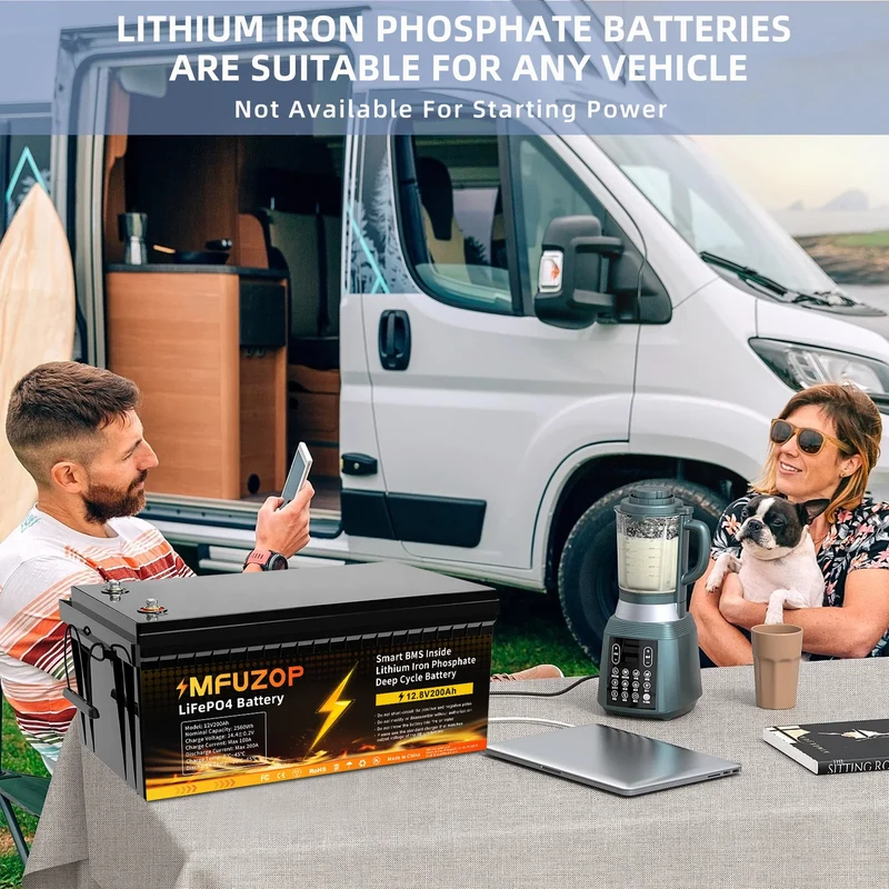 MFUZOP 12V 100Ah 200Ah 300Ah LiFePO4 Battery Intelligent BMS System 1280Wh 2560Wh 3840Wh Deep Cycle for Solar Storage System