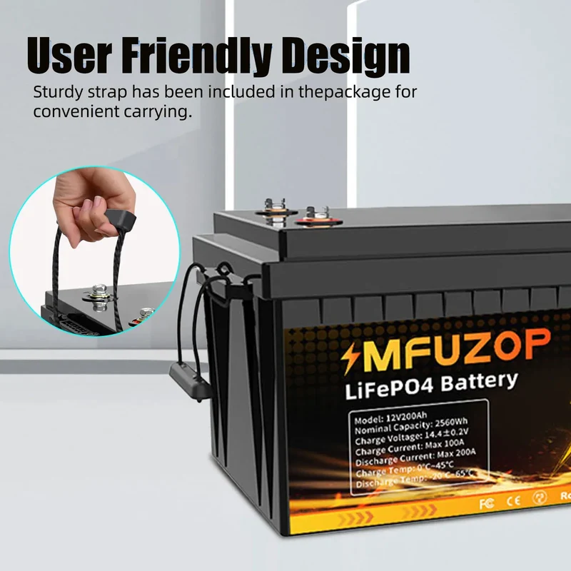 MFUZOP 12V 100Ah 200Ah 300Ah LiFePO4 Battery Intelligent BMS System 1280Wh 2560Wh 3840Wh Deep Cycle for Solar Storage System
