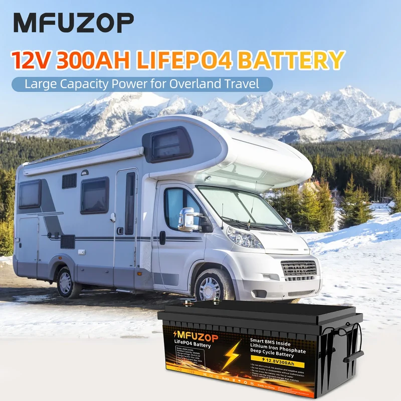 MFUZOP 12V 100Ah 200Ah 300Ah LiFePO4 Battery Intelligent BMS System 1280Wh 2560Wh 3840Wh Deep Cycle for Solar Storage System