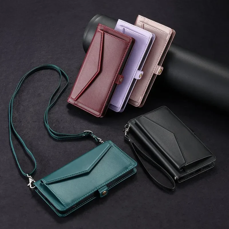 Coque Xiaomi 14 13 12 11 10 - Flip Wallet avec Porte-Carte et Lanière