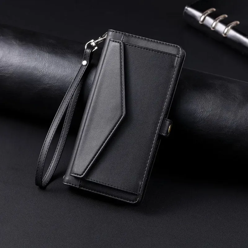 Coque Xiaomi 14 13 12 11 10 - Flip Wallet avec Porte-Carte et Lanière